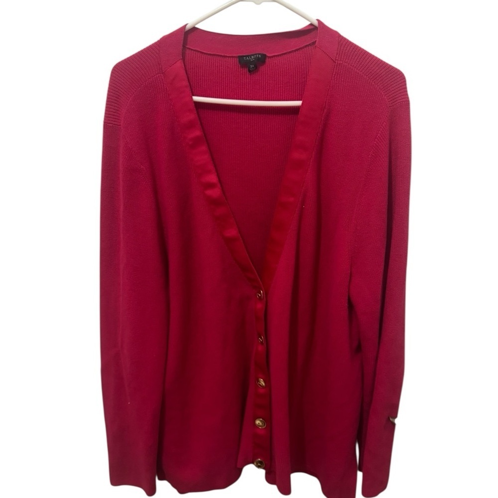 Talbots Vibrant Pink Cardigan Sweater Size 2X